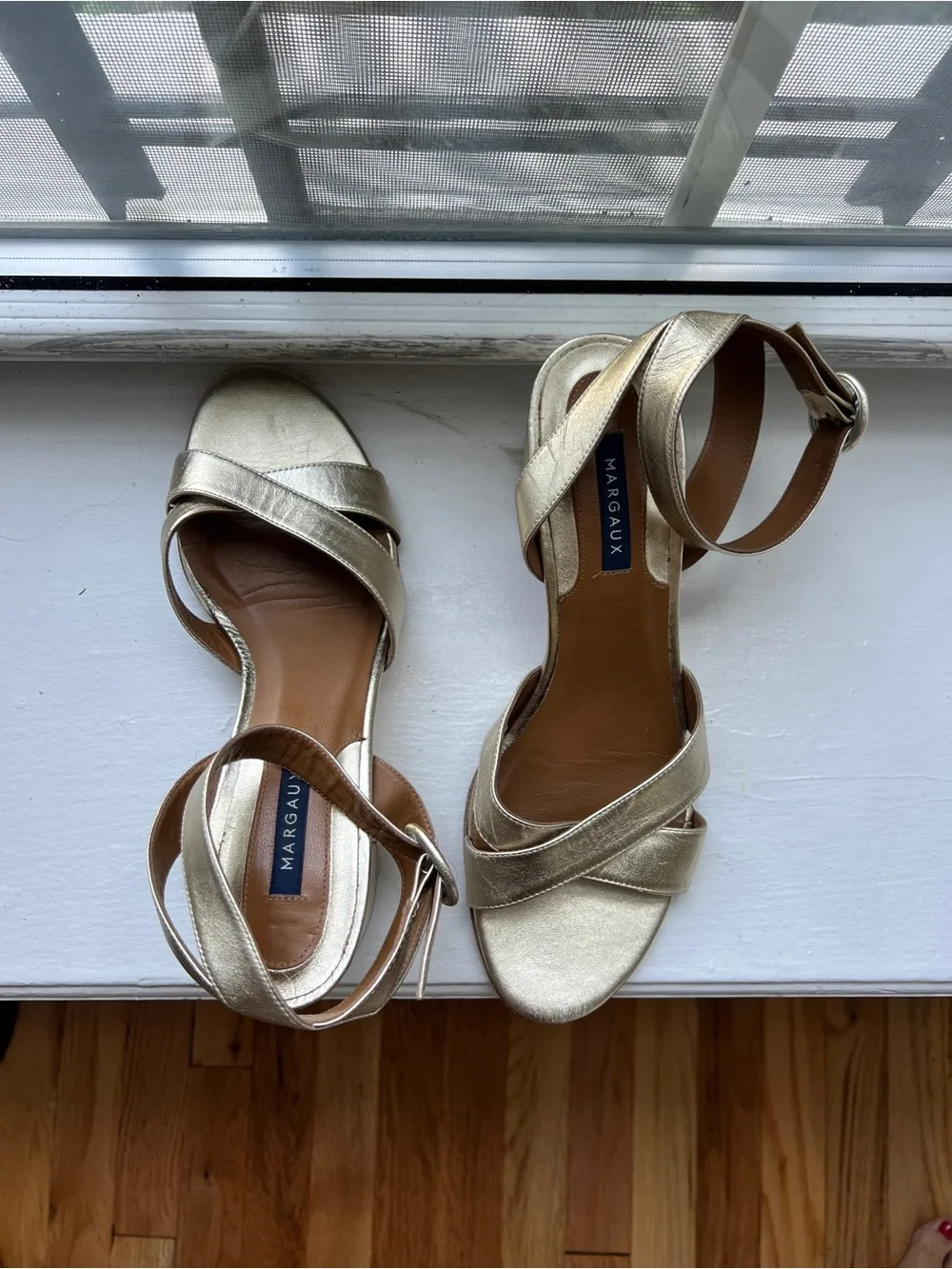 Margaux Metallic Gold Block-Heel Sandals